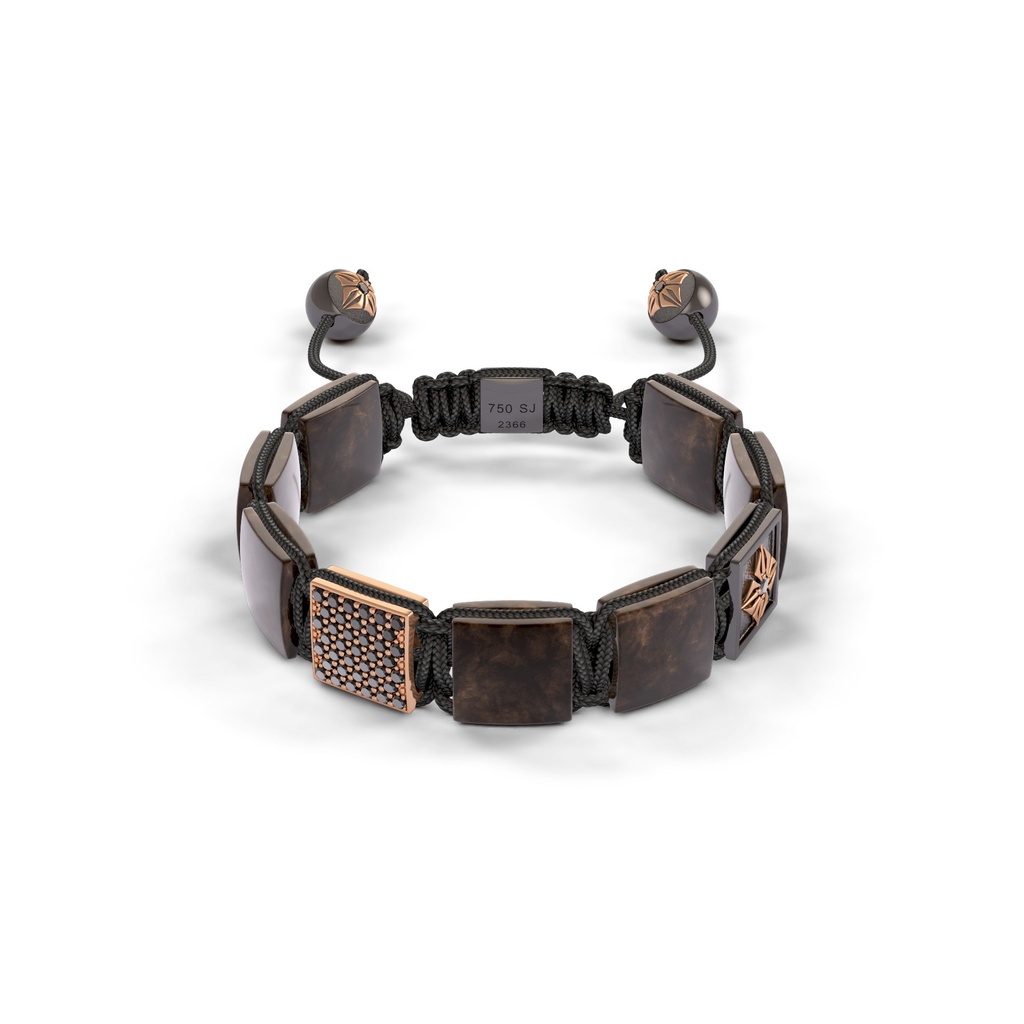 Shamballa Jewels Rose & Black Gold Diamond & Sapphire 10mm Lock Bead Bracelet