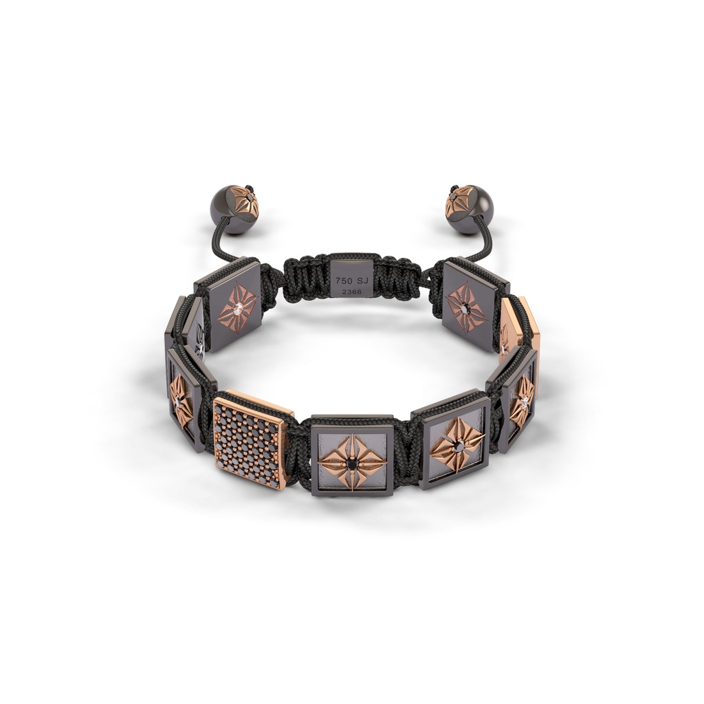 Shamballa Jewels Rose & Black Gold Diamond 10mm Lock Bead Bracelet