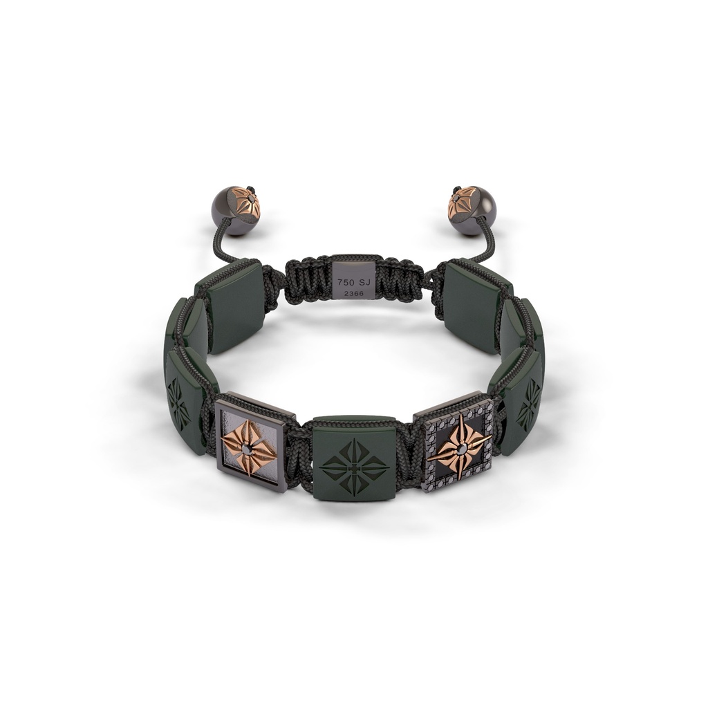 Shamballa Jewels Rose Black & Ceramic Diamond 10mm Lock Bead Bracelet