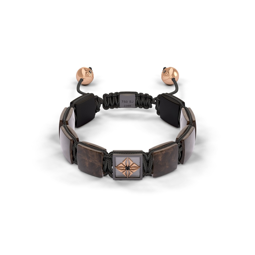 Shamballa Jewels Rose & Black Gold Diamond & Sapphire 10mm Lock Bead Bracelet