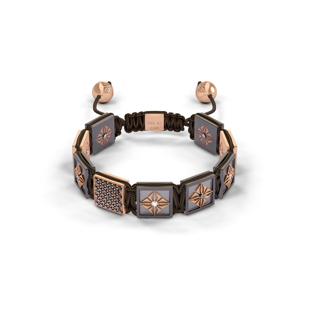 Shamballa Jewels Rose & Black Gold Diamond 10mm Lock Bead Bracelet