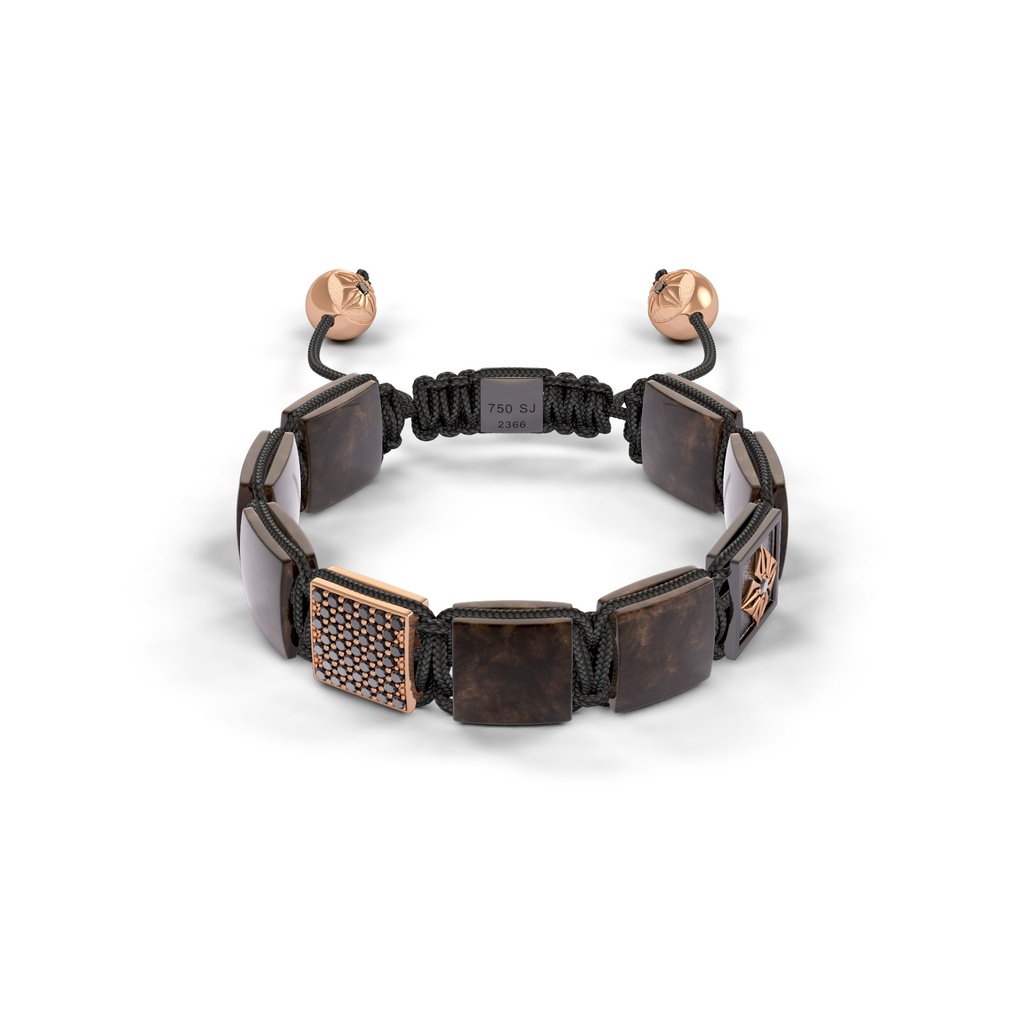 Shamballa Jewels Rose & Black Gold Diamond & Sapphire 10mm Lock Bead Bracelet