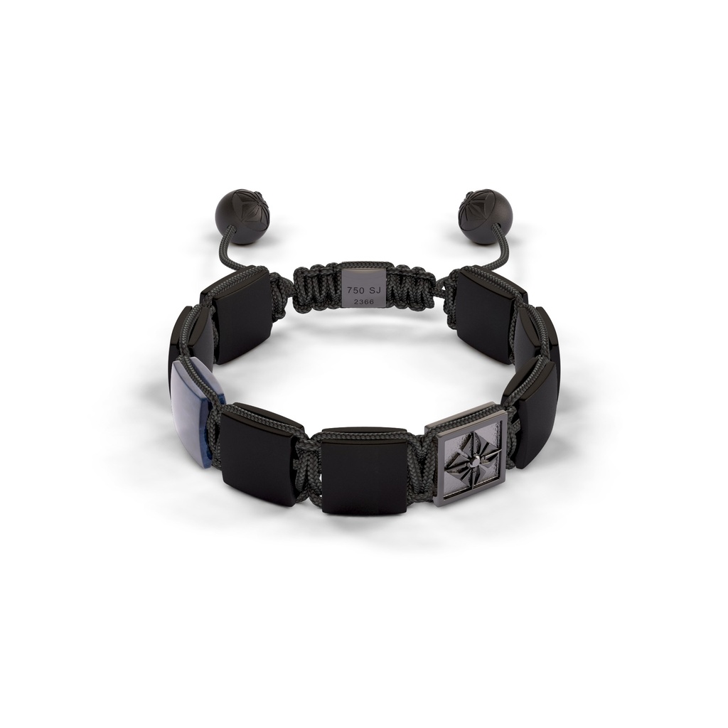 Shamballa Jewels Black & Ceramic Diamond & Sapphire 10mm Lock Bead Bracelet