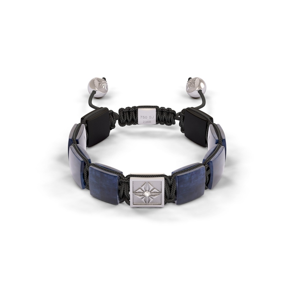 Shamballa Jewels White Gold Diamond & Sapphire 10mm Lock Bead Bracelet