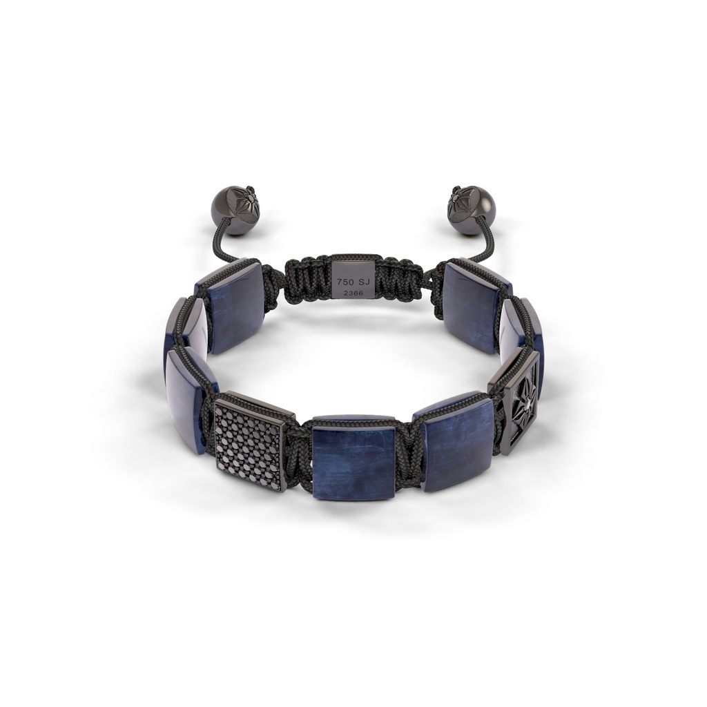 Shamballa Jewels Black Gold Diamond & Sapphire 10mm Lock Bead Bracelet