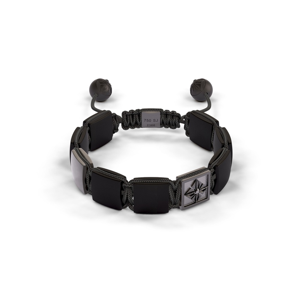 Shamballa Jewels Black & Ceramic Diamond & Sapphire 10mm Lock Bead Bracelet