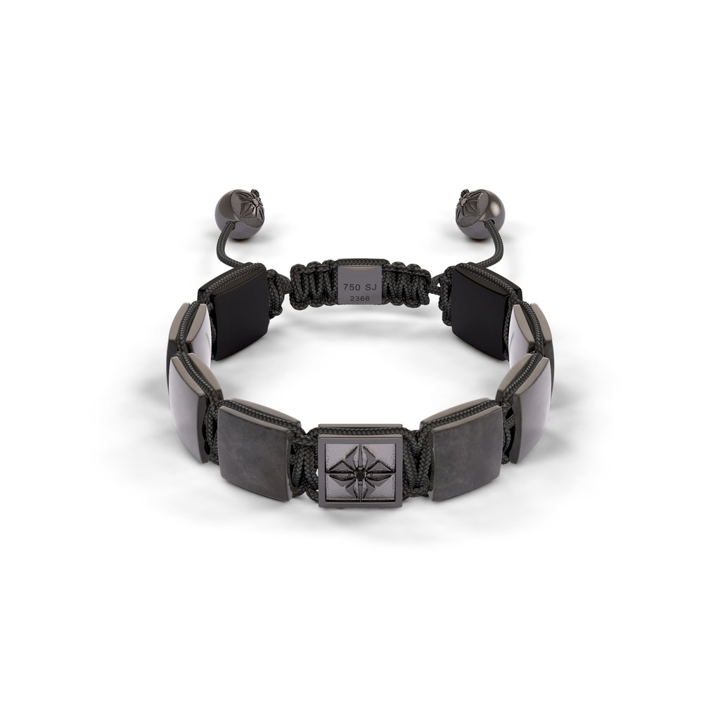 Shamballa Jewels Black & Ceramic Diamond & Sapphire 10mm Lock Bead Bracelet
