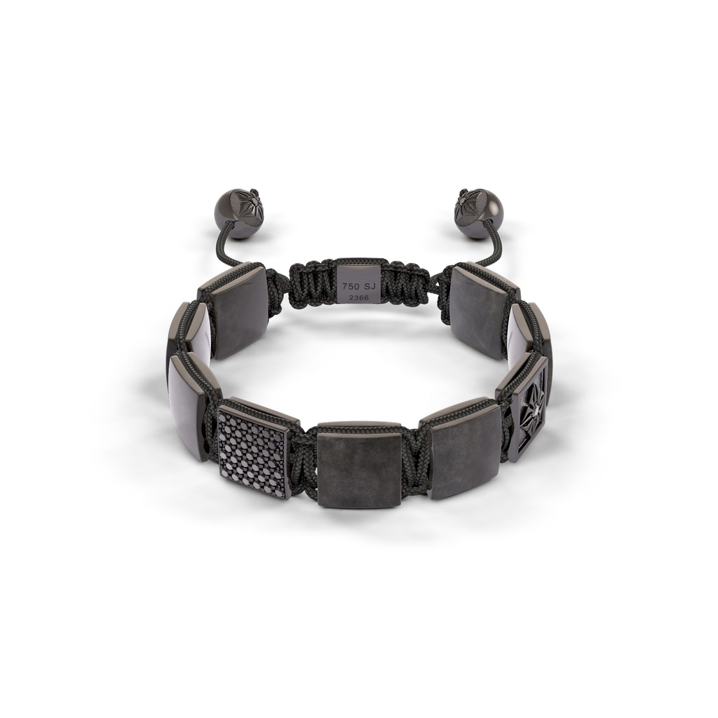 Shamballa Jewels Black Gold Diamond & Sapphire 10mm Lock Bead Bracelet
