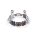 Shamballa Jewels Platinum & Ceramic Diamond & Aquamarine 10mm Lock Bead Bracelet