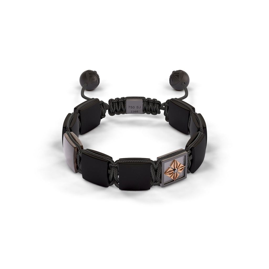 Shamballa Jewels Rose Black & Ceramic Diamond & Sapphire 10mm Lock Bead Bracelet
