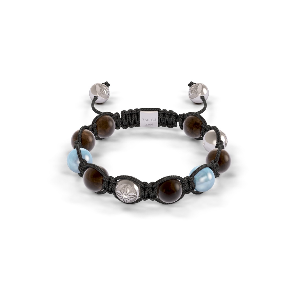 Shamballa Jewels Platinum Diamond Sapphire & Aquamarine 8mm Braided Bead Bracelet
