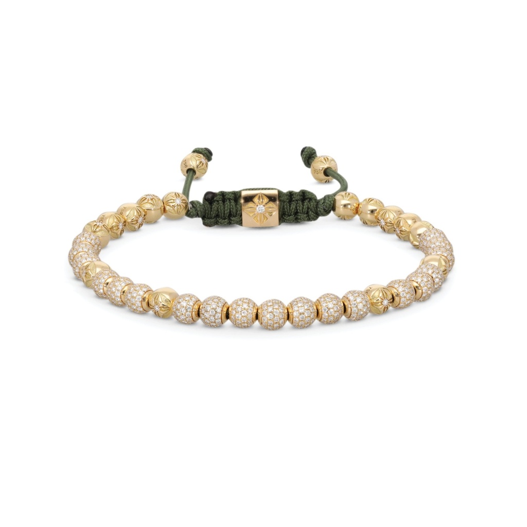 Shamballa Jewels Yellow Gold Diamond 4mm Non-Braided Bead Bracelet