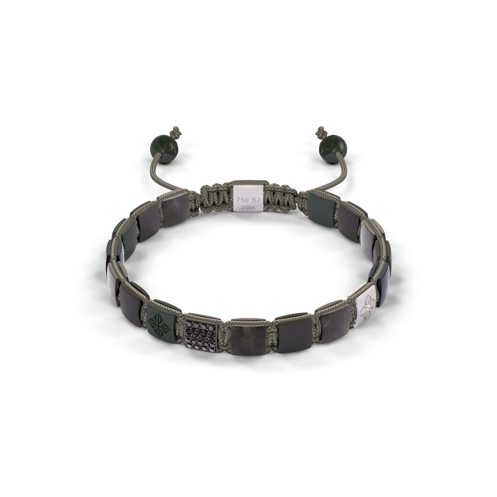 Shamballa Jewels White & Black Gold Diamond Sapphire & Jade 6mm Lock Bead Bracelet