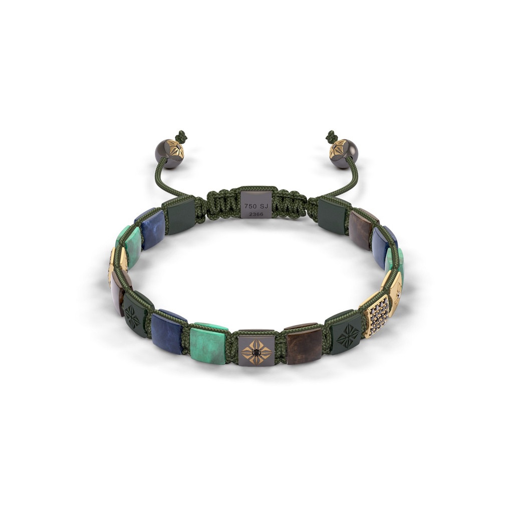 Shamballa Jewels Yellow Black & Ceramic Diamond Sapphire & Emerald 6mm Lock Bead Bracelet