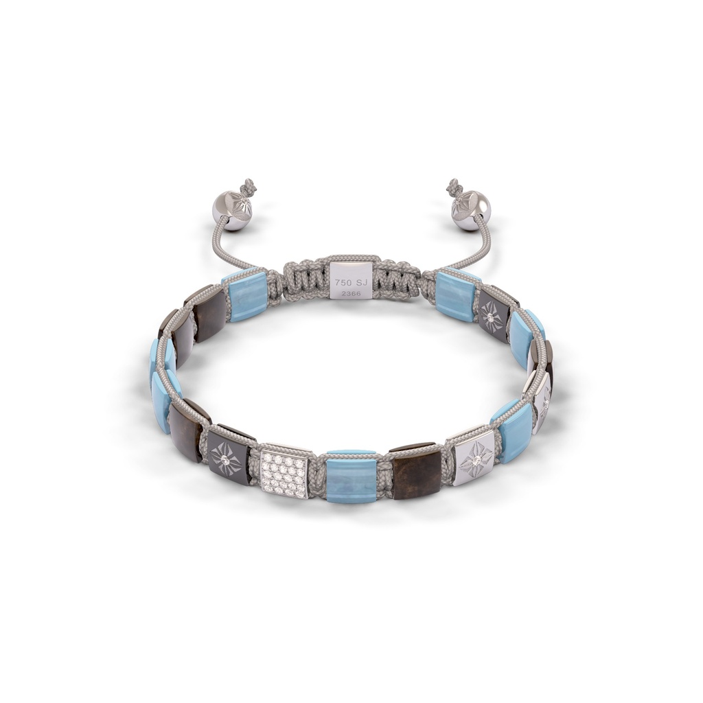 Shamballa Jewels White & Black Gold Diamond Sapphire Emerald & Aquamarine 6mm Lock Bead Bracelet