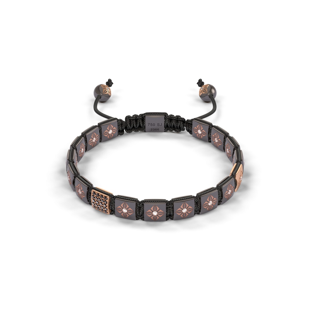 Shamballa Jewels Rose & Black Gold Diamond 6mm Lock Bead Bracelet