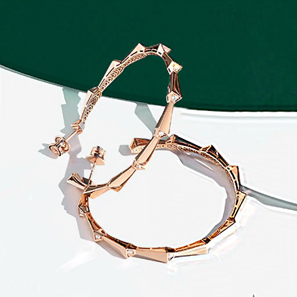 Spike 1 Row Light Pavé Diamond Hoops