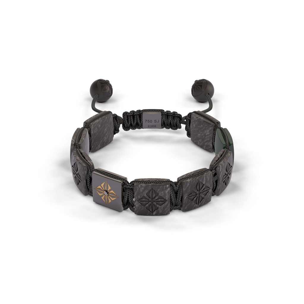 Shamballa Jewels Yellow & Black Gold Diamond 10mm Lock Bead Bracelet