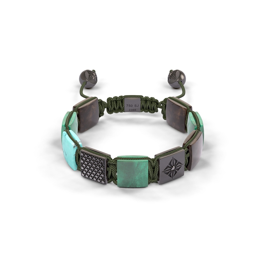 Shamballa Jewels Black Gold Diamond Sapphire Emerald & Turquoise 10mm Lock Bead Bracelet
