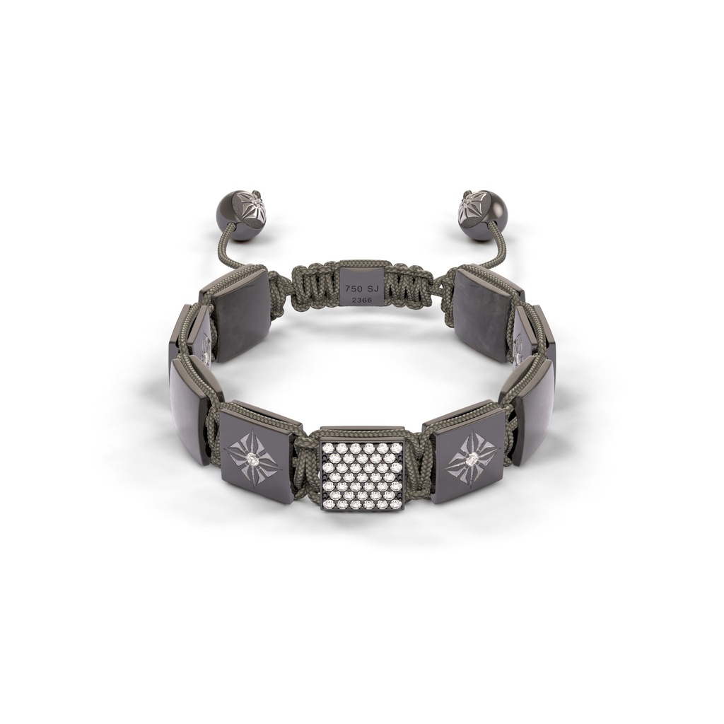 Shamballa Jewels Black Gold Diamond & Sapphire 10mm Lock Bead Bracelet