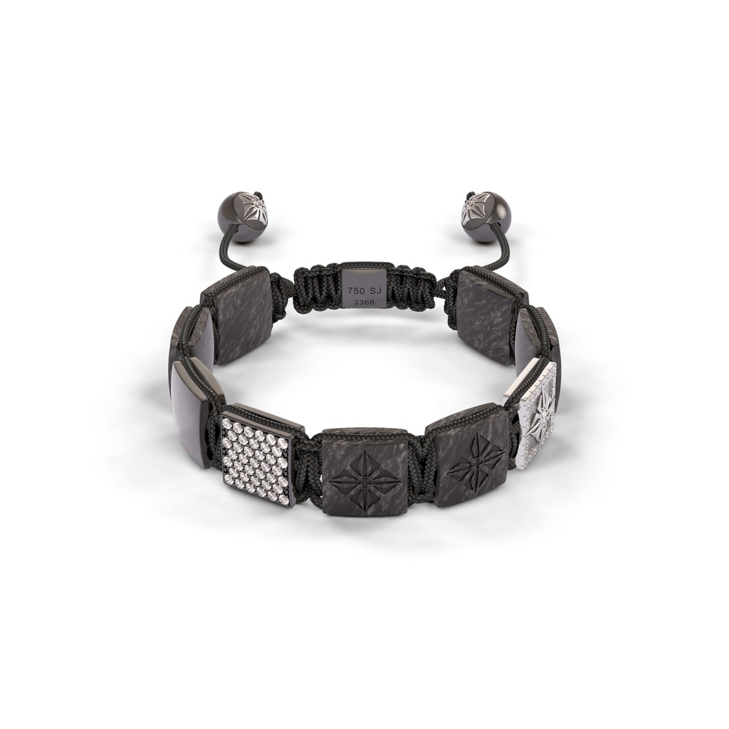 Shamballa Jewels Rose Black & Carbon Diamond & Ruby 10mm Lock Bead Bracelet