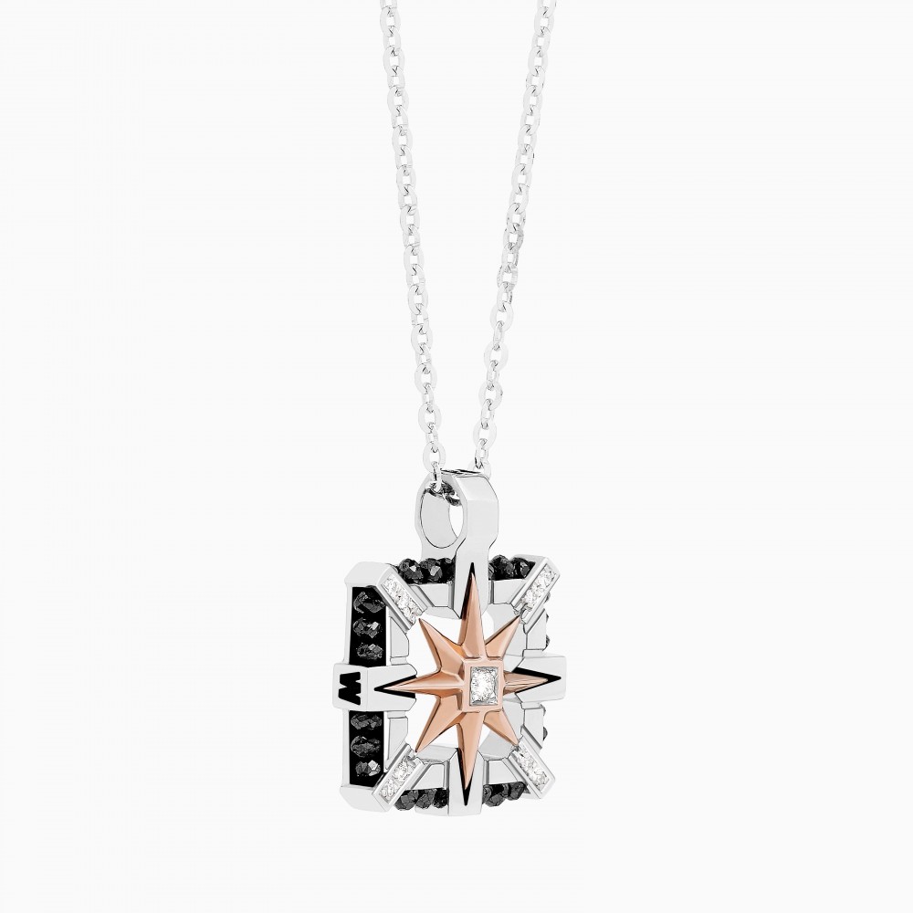 Zancan White Gold Necklace With Iconic Wind Rose