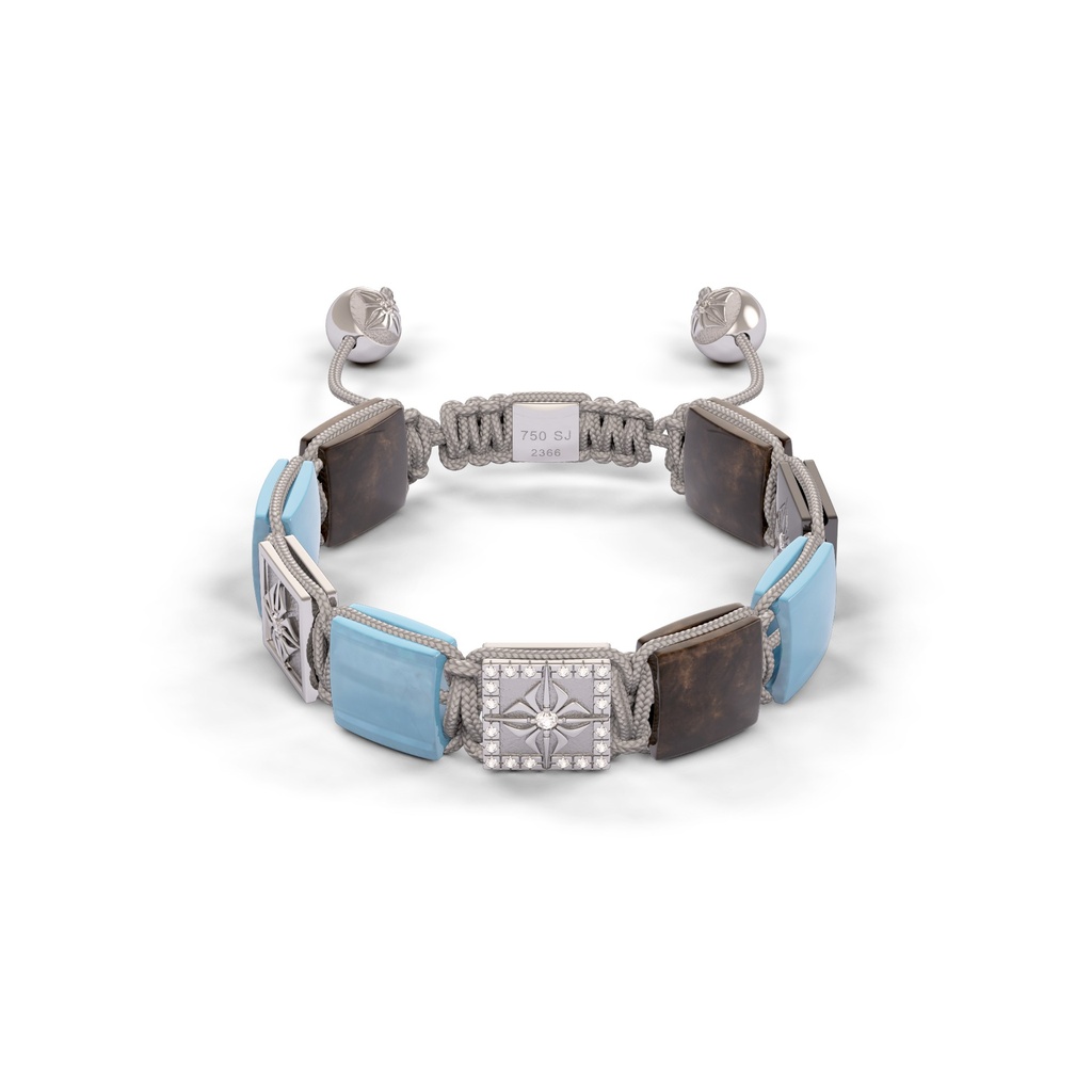 Shamballa Jewels Rose & Black Gold Diamond Sapphire & Aquamarine 10mm Lock Bead Bracelet