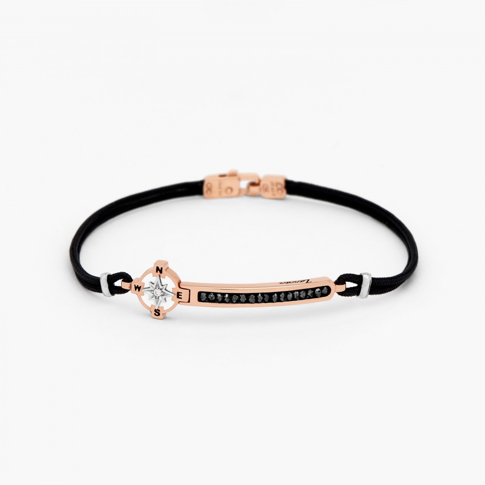 Zancan White Gold Bracelet With Diamonds And Kevlar