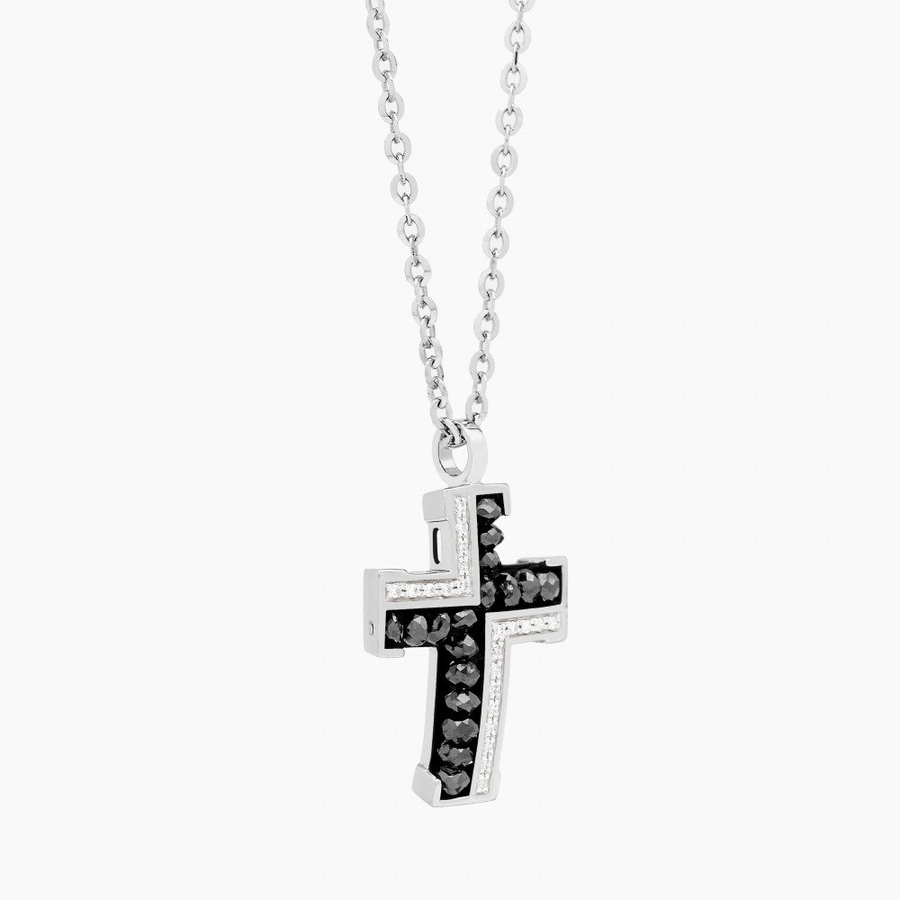 Zancan White Gold Necklace With Cross And Diamonds