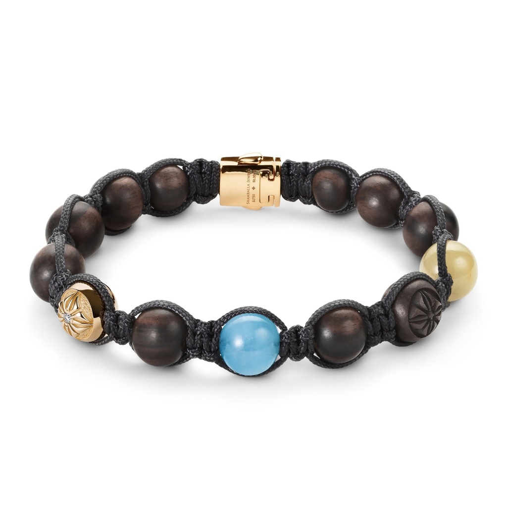 Shamballa Jewels Yellow & Wood Sapphire & Aquamarine 10mm Braided Bead Bracelet