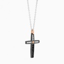Zancan Black Gold Necklace With Cross And Diamonds