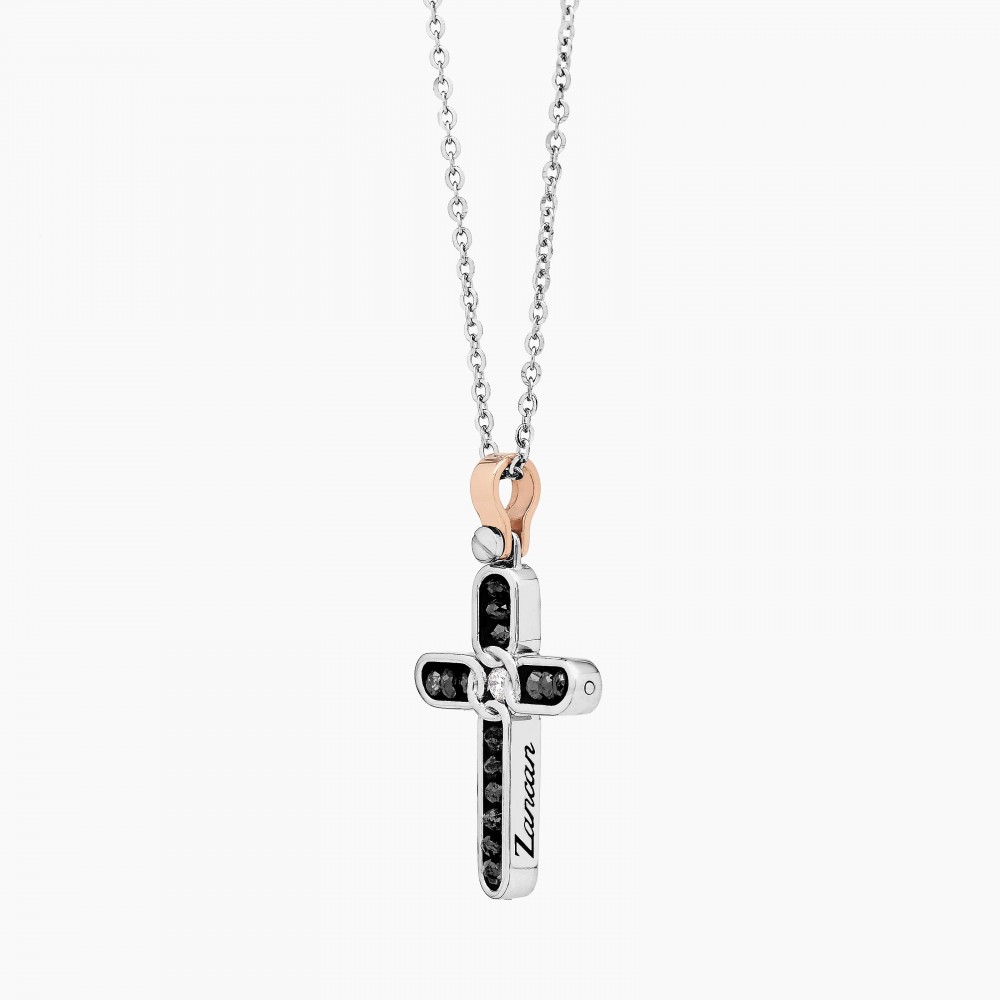 Zancan White Gold Necklace With Cross And Diamonds