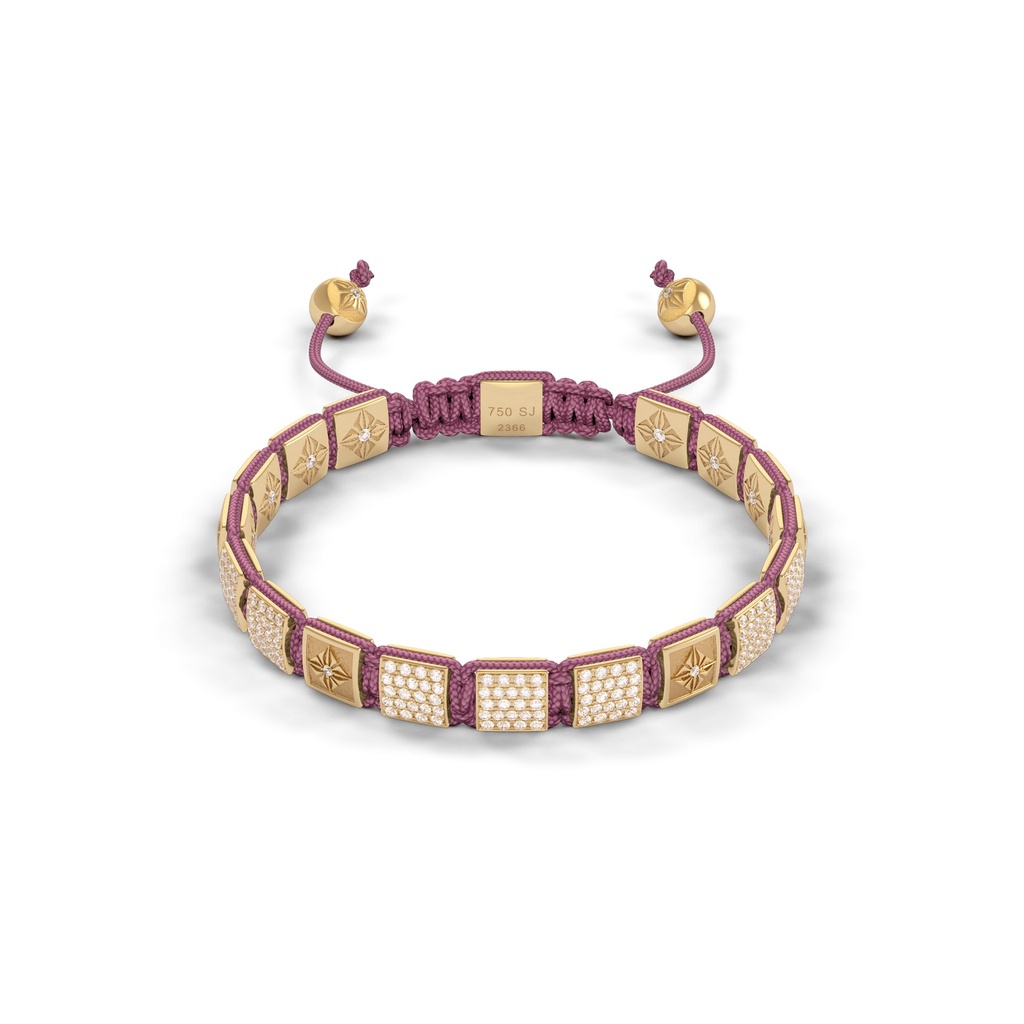 Shamballa Jewels Yellow Gold Diamond 6mm Lock Bead Bracelet