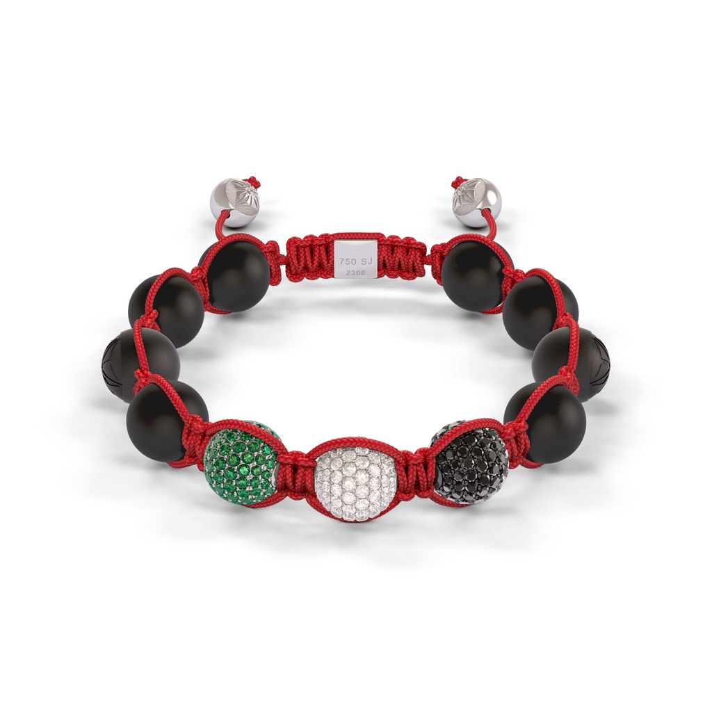 Shamballa Jewels White Gold Diamond & Tsavorite 10mm Braided Bead Bracelet