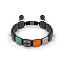 Shamballa Jewels White & Black Gold Diamond Emerald & Carnelian 10mm Lock Bead Bracelet