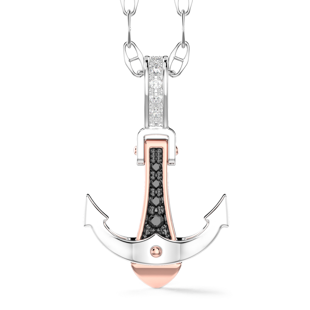 Zancan Gold Necklace With Anchor Pendant And Diamonds