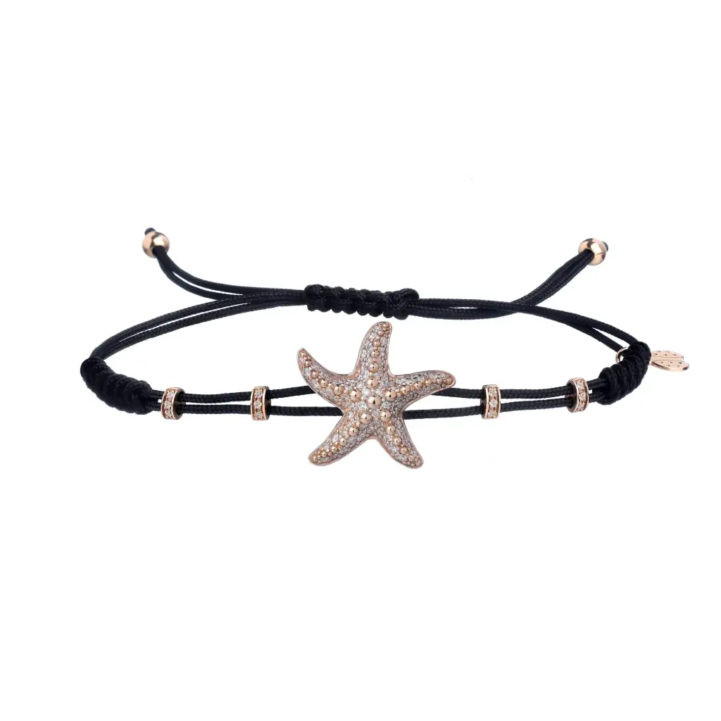 Rose Gold Starfish Cord Bracelet Diamond