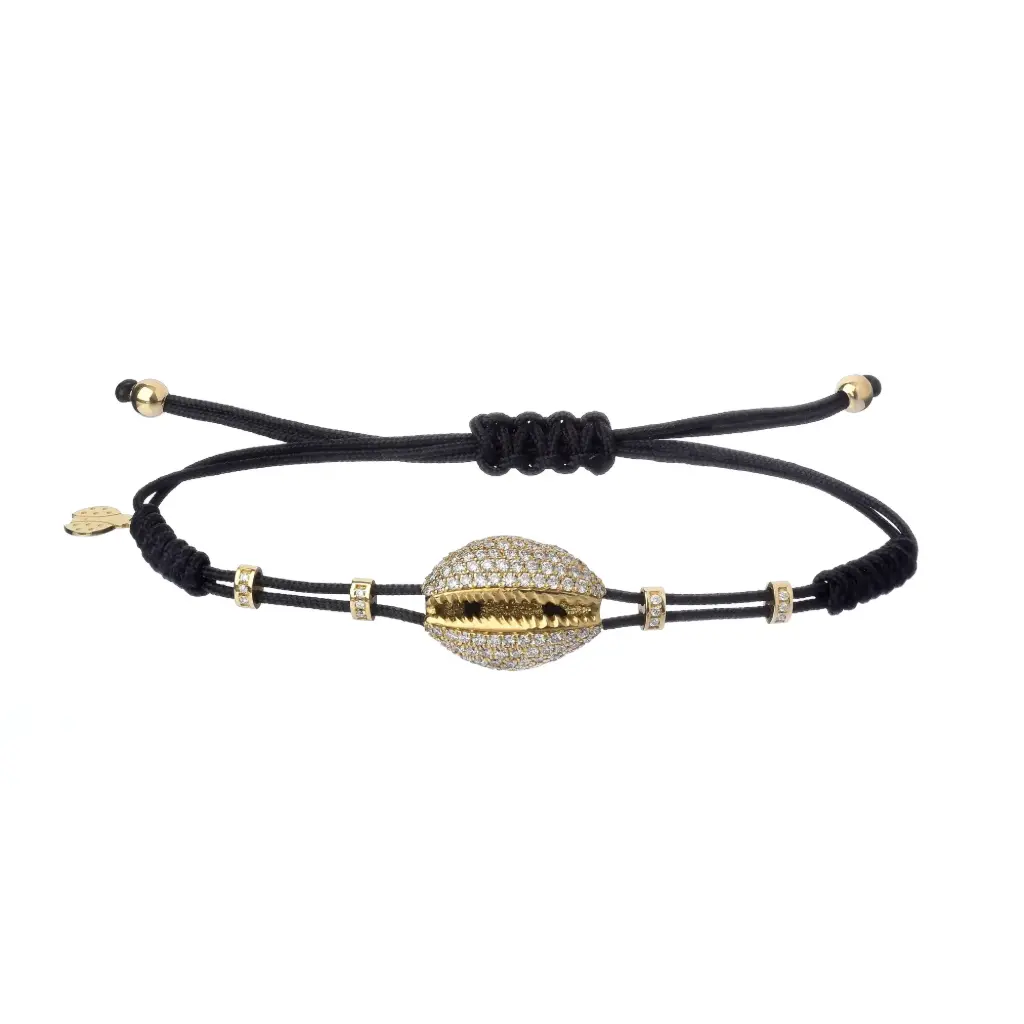Rose Gold Seashell Cord Bracelet Diamond
