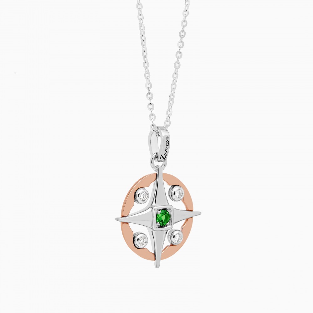 Zancan Gold Necklace With Wind Rose Pendant And Diamonds