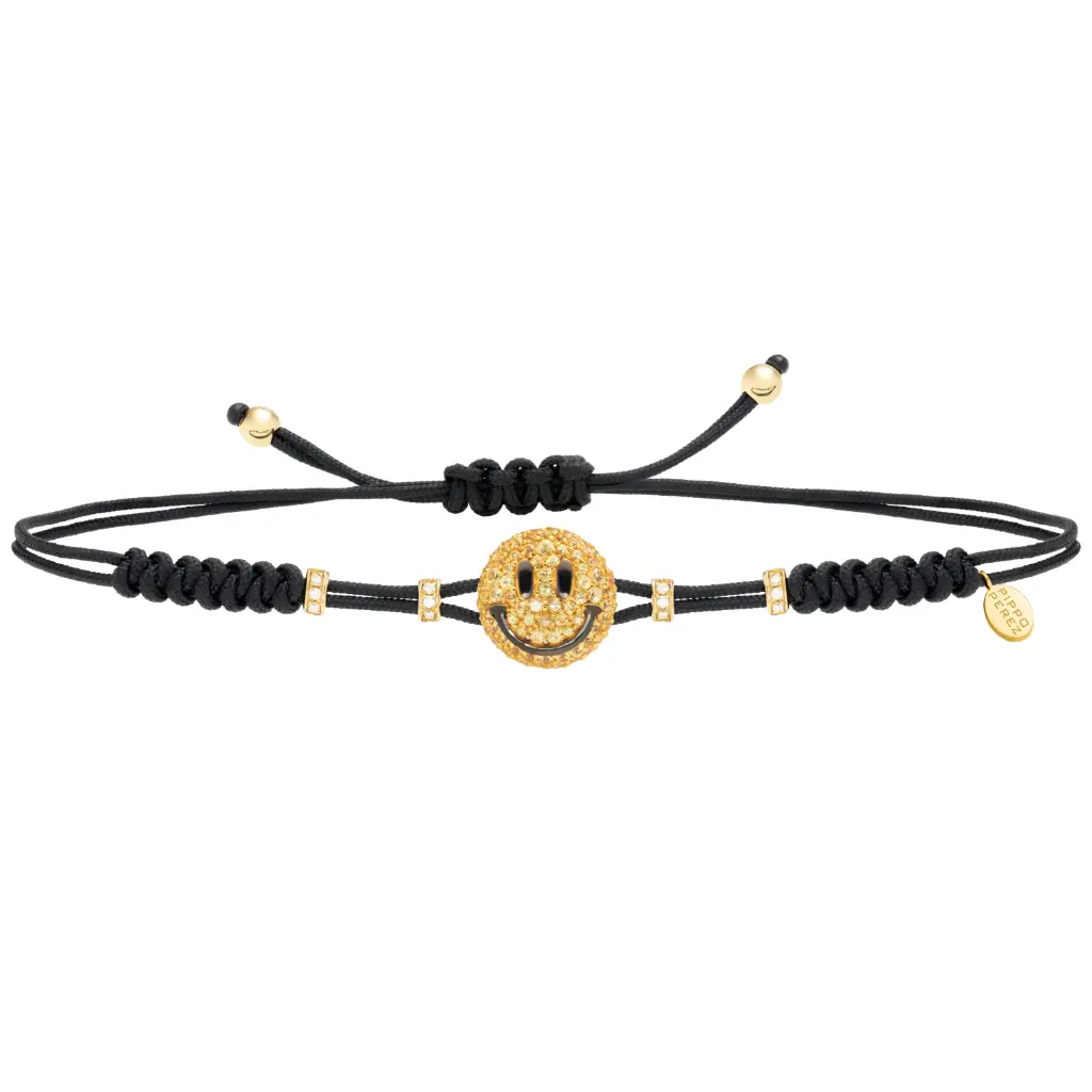 Yellow Gold Smile Cord Bracelet Diamond Yellow Sapphire
