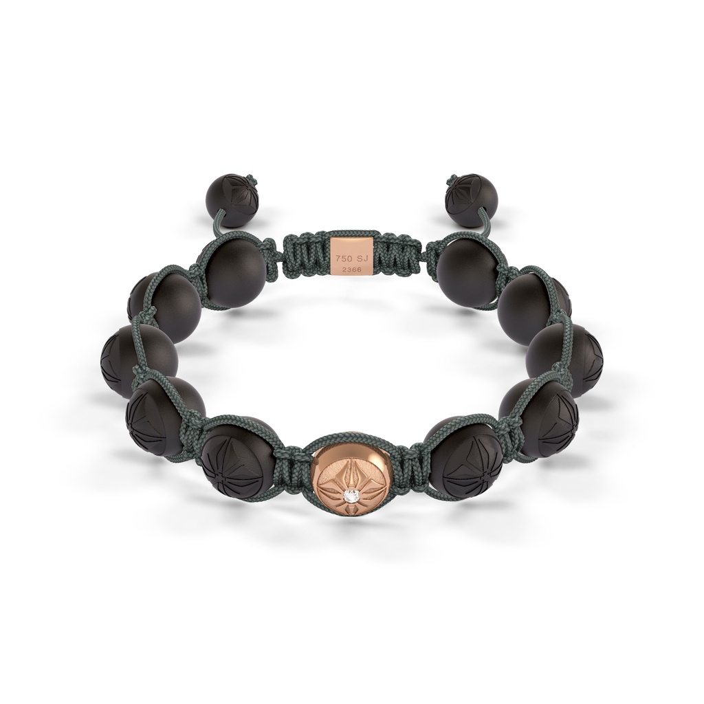 Shamballa Jewels Rose Gold Diamond 10mm Braided Bead Bracelet