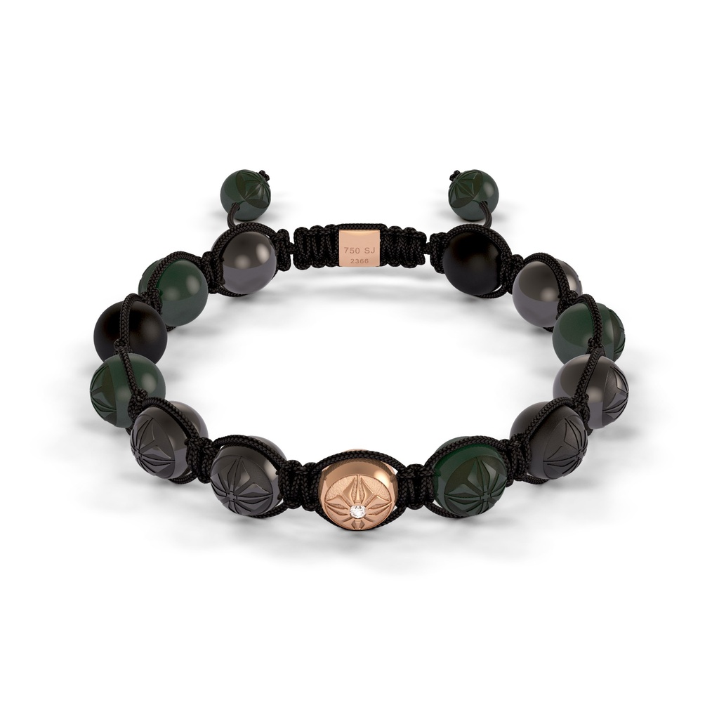 Shamballa Jewels Rose Gold Diamond 10mm Braided Bead Bracelet