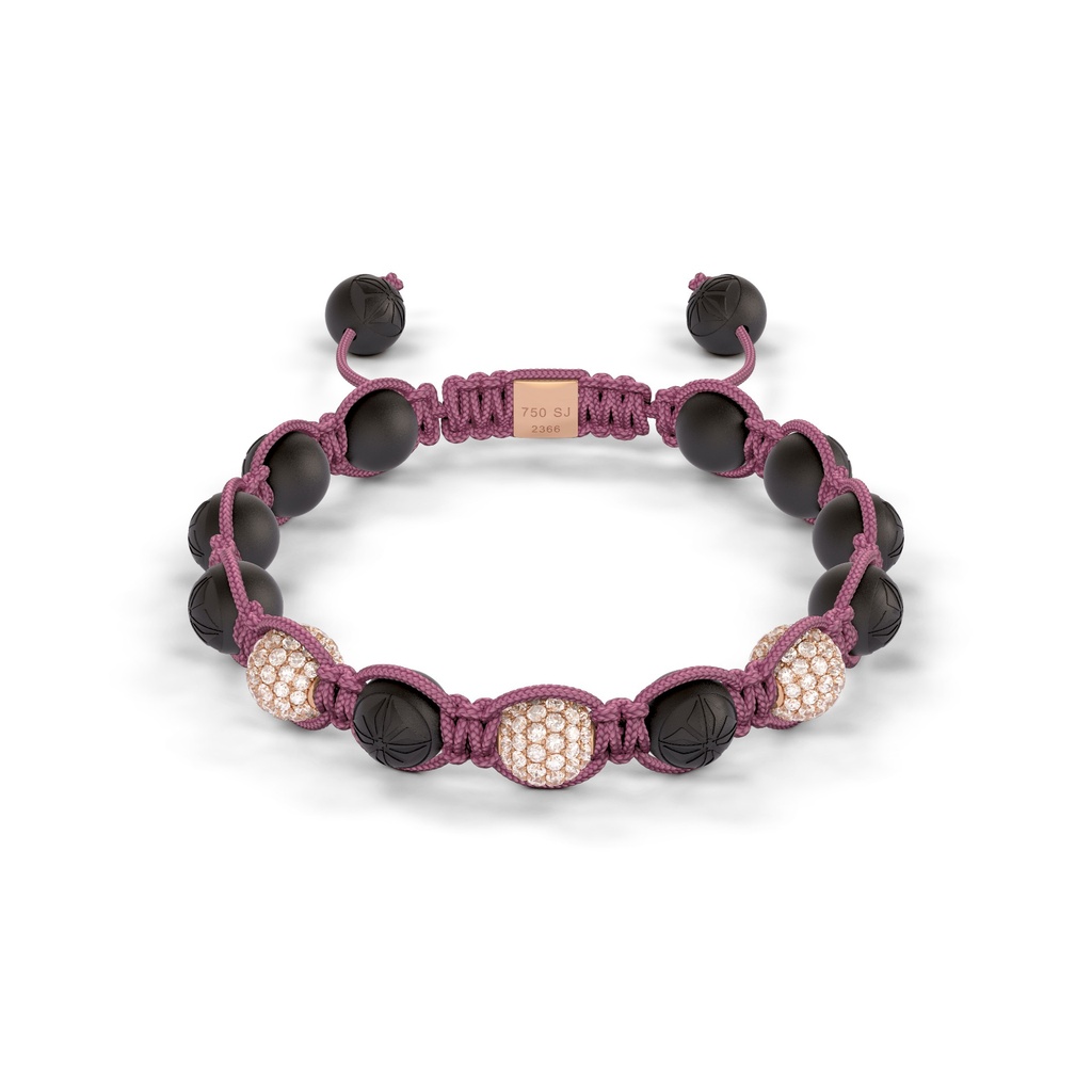 Shamballa Jewels Rose Gold Diamond 8mm Braided Bead Bracelet