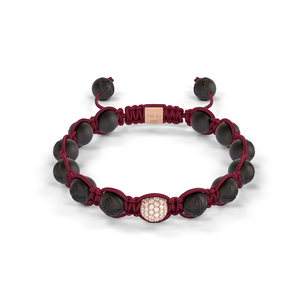 Shamballa Jewels Rose Gold Diamond 8mm Braided Bead Bracelet