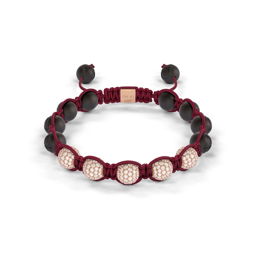 Shamballa Jewels Rose Gold Diamond 8mm Braided Bead Bracelet