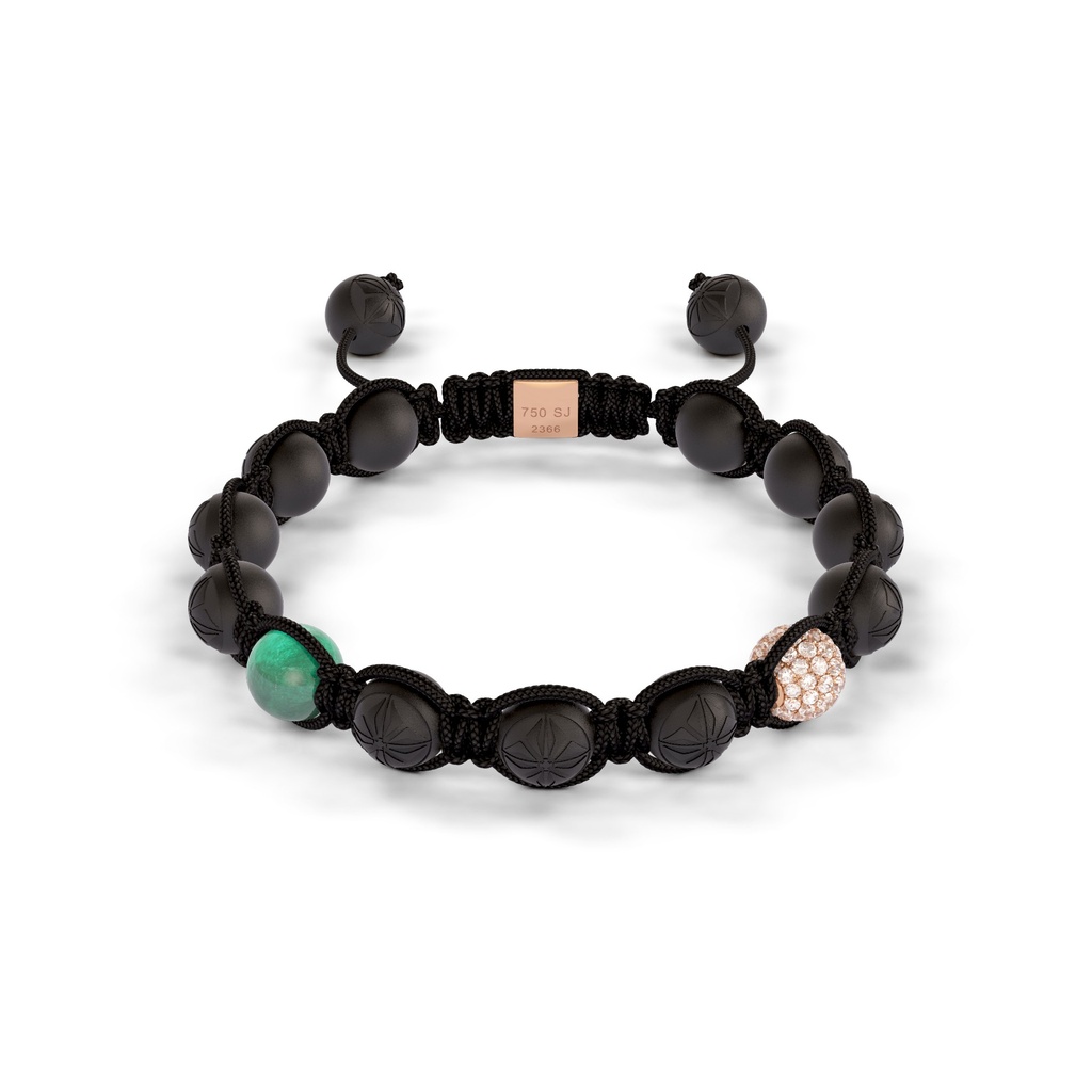 Shamballa Jewels Rose Gold Diamond & Emerald 8mm Braided Bead Bracelet