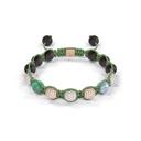 Shamballa Jewels White & Rose Gold Diamond Emerald & Aquamarine 8mm Braided Bead Bracelet