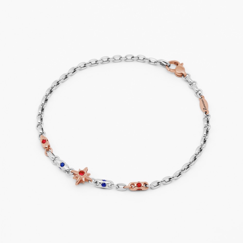 Zancan White Gold Bracelet With Diamonds And Precious Stones