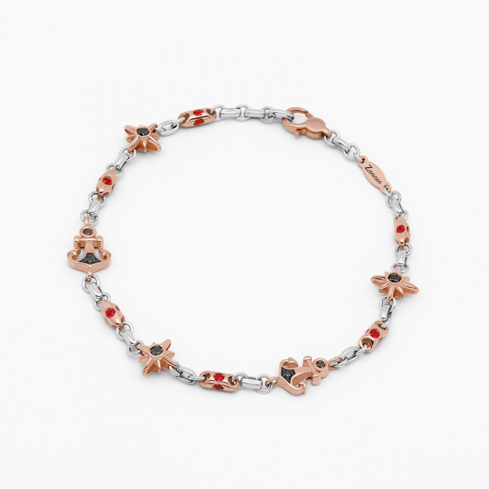 Zancan White Gold Bracelet With Diamonds And Precious Stones