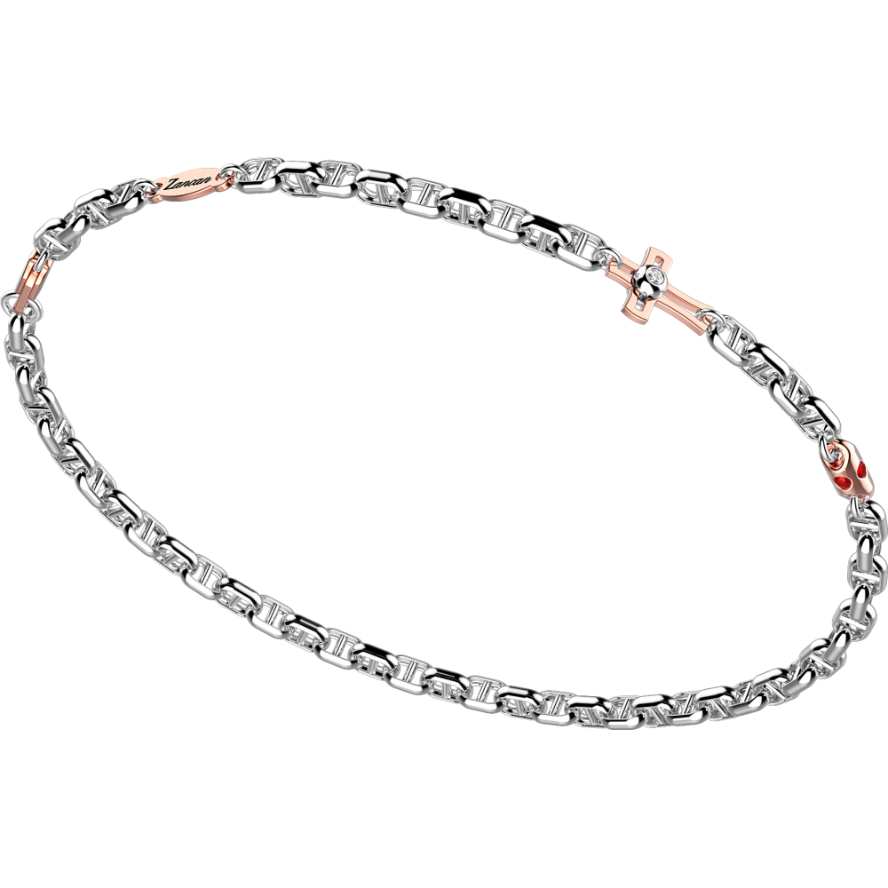 Zancan White Gold Bracelet With Diamonds And Cross